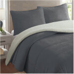 Couette polaire microfibre doubl� sherpa 240x260 cm bicolore gris, par soleil d'ocre