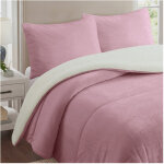 Couette polaire microfibre doubl� sherpa 240x260 cm bicolore rose, par soleil d'ocre