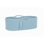 Couffin en coton boho fait main avec matelas - bleu brumeux