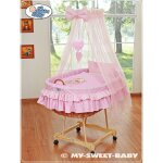 Couffin mo�se avec baldaquin - ours en peluche avec n?ud rose