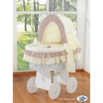 Couffin mose  capuche - ours en peluche avec n?ud, linge de lit blanc + crme - marron avec broderie ...