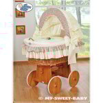 Couffin mo�se avec niche - ours en peluche avec n?ud naturel + literie cr�me - marron avec broderie