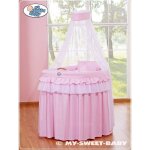 Couffin mo�se en osier avec baldaquin - petite princesse rose