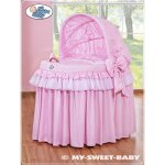 Couffin mo�se en osier avec capote pliable - petite princesse rose