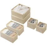 (couleur:beige)6 organisateur tiroir sous vetement, rangement tiroir, armoire organisateur, boite de ...