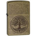 Zippo - couleur laiton arbre de vie grav