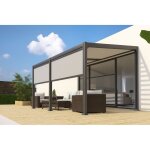 Couleurs du monde - pergola adosse en aluminium brisbane 3x4m ? 5 pieds ? lames orientables ? avec 2 ...