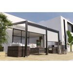 Couleurs du monde - pergola antigua 3x4m en aluminium avec toile coulissante et 2 panneaux brise - vue ...