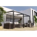 Couleurs du monde - pergola antigua 3x4m en aluminium avec toile coulissante en polyester 350g / m gris ...
