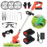 Coupe bordure jardin sans fil avec 2 batteries rechargeable 3 type de lames longueur t�lescopique orange ...