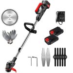 Coupe bordure jardin sans fil avec 2 batteries rechargeable 8 type de lames longueur t�lescopique noir ...