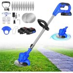 Coupe bordure sans fil avec 2 batterie, 21v d�broussailleuse electrique sans fil avec 2 types de lames ...