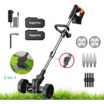 [jamais utilis] coupe bordure sans fil avec 2 batteries, roue de guidage amovible, dbroussailleuse ...