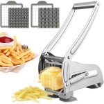 Coupe frite professionnel, acier inoxydable decoupe frite avec 2 lames de rechange, coupe frites manuel ...