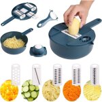 Coupe - l�gumes 12 en 1 avec r�cipient, coupe - concombres, coupe - oignons, r�pe � l�gumes � 6 lames ...