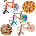 Coupe - pizza rond en acier inoxydable en forme de vélo à deux roues, outil de coupe, orange Coupe - pizza rond en acier inoxydable en forme de vélo à deux roues, outil de coupe, orange