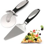 Coupe � pizza, spatule � pizza. set de 2 couteaux � pizza en acier inoxydable 304, spatule � pizza. pelle ...