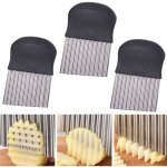 Coupe - pommes de terre, couteau � frites ondul�, couteau ondul� en acier inoxydable pour l�gumes, beurre ...
