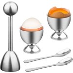 Fitags - coupe - ?uf outil d'oeuf en acier inoxydable avec cuillres et coquetier oeuf, coupe - coquille ...