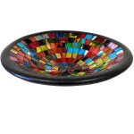 Coupelle vide - poche ronde artisanale rouge, bleu et jaune