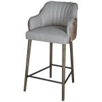 Courchevel - fauteuil de bar - hauteur assise 109cm - assise coton gris clair & peau de chvre - pitement ...