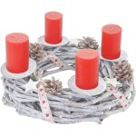 Hhg - jamais utilis] couronne de l'avent ronde, dcoration de nol, bois,  30cm, blanc / gris, avec ...