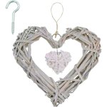Couronne c?urs rotin ? 20 cm, fait main, saint - valentin / mariage / chambre