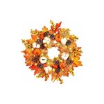 Couronne de citrouille artificielle en feuille d'érable pour porte d'entrée 45cm couronne de feuille ... Couronne de citrouille artificielle en feuille d'érable pour porte d'entrée 45cm couronne de feuille ...