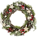 F��ric lights and christmas - d�co de no�l couronne avec branches bois et sapin d 30 cm - feeric christmas ...