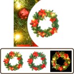 Couronne de nol avec lumires led vert 60 cm pvc - couronne de noel - couronne lumineuse - dcoration ...