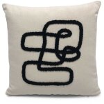 Coussin 40 x 40 cm pablo �cru avec motif noir avec garnissage