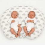 Coussin d'allaitement pour jumeaux + housse amovible - nuages ??gris