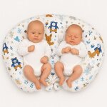Coussin d'allaitement pour jumeaux + housse amovible - oursons bleu marine