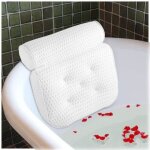Coussin de bain, oreiller de bain avec ventouses, ergonomique home appui - tte oreiller pour baignoire ...