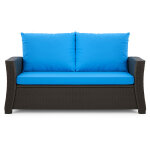 Coussins de canap� meubles de jardin en r�sine tress�e bleu, coussins balan�oire d'ext�rieur 110x60x50cm ...