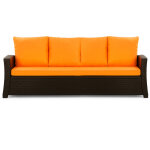 Coussins de canap� meubles de jardin en r�sine tress�e orange, coussins balan�oire d'ext�rieur 170x60x50cm ...