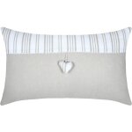Coussin dcoratif coeur ecru 35x60 cm