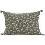 Coussin d�coratif imprim� motif floral kaki 40x60 cm