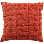 Coussin dhoussable aux broderies - effet laine brique 40x40 cm