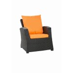 Coussins de fauteuil tress� en r�sine 56x52x7 + 56x50 6pcs coussin l'ext�rieur orange ensemble de jardin ...