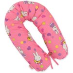 Coussin de grossesse long pour dormir avec housse amovible - hallo lapin rose