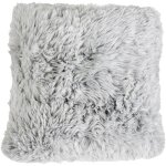 Coussin imitation fourrure doux gris 45x45 cm