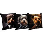 Sil - coussin imprim� chiens fluffy 45 x 45 cm (lot de 3)
