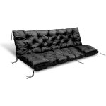 Coussin de jardin 120x60x50 cm + 2 coussins pour balancelle, impermable, noir