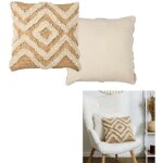 Coussin jute et coton tufte 40x40cm