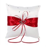Coussin d'oreiller de support d'alliance de mariage avec des diamants doubles de coeurs de tache de bowknot ...