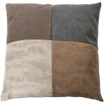 Coussin patchwork 40x40cm aspect vieux cuir d�houssable