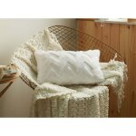 Coussin rectangulaire 50x30 cm en tissu doux motif chevron blanc