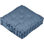 Coussin de sol 40x40cm coton bleu orage satin oxford, assise confortable