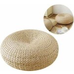 Coussin de sol rond respirant en paille tiss�e - zvd